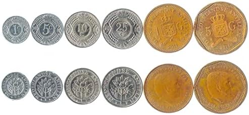 6 מטבעות מהולנד אנטילים | אוסף סט מטבעות אנטיליאן של הולנד אוסף 1 5 10 25 סנט 1 5 גולדן | הופץ